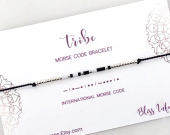 TRIBE Morse Code Bracelet | Morse Code Jewelry | Secret Message Word Bracelet | Stacking Bracelet | Tribe Jewelry