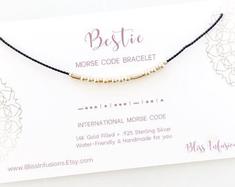 BESTIE or CUSTOM Morse Code Bracelet/ Personalized Morse Code Jewelry/ Word Bracelet/ Secret Message/ Friendship Bracelet