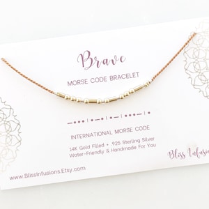 BRAVE or CUSTOM Morse Code Bracelet/ Personalized Morse Code Jewelry/ Word Bracelet/ Secret Message/ Friendship Bracelet