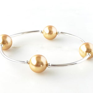 GOLD CRYSTAL PEARL Gratitude Bracelet With Sterling Silver, Faith Bracelet, Count Your Blessings, Handmade Inspirational Gift