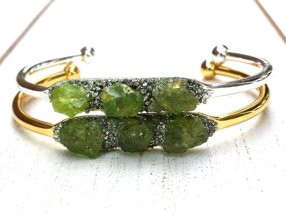 Personalized Jewelry Custom Gemstone Crystal Cuff Bracelet Healing Bracelet Boho Bracelets Raw Crystal Jewelry Gift For Her Gift