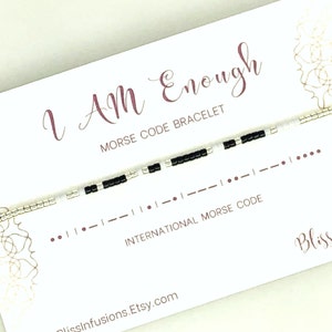 I AM ENOUGH Morse Code Bracelet | Morse Code Jewelry | Dainty Stacking Bracelet | I Am Jewelry | Friendship Bracelet | Friendship Gift