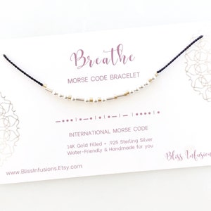 BREATHE or CUSTOM Morse Code Bracelet/ Personalized Morse Code Jewelry/ Word Bracelet/ Secret Message/ Friendship Bracelet