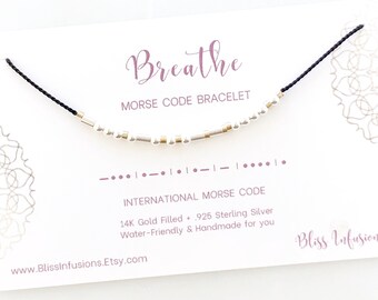 BREATHE or CUSTOM Morse Code Bracelet/ Personalized Morse Code Jewelry/ Word Bracelet/ Secret Message/ Friendship Bracelet