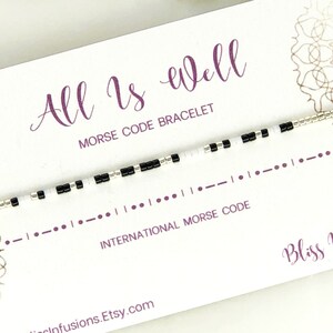 ALL IS WELL Morse Code Bracelet | Morse Code Jewelry | Stacking Bracelet | Secret Message | Friendship Bracelet | Friendship Gift
