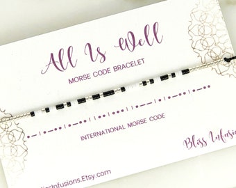 ALL IS WELL Morse Code Bracelet | Morse Code Jewelry | Stacking Bracelet | Secret Message | Friendship Bracelet | Friendship Gift