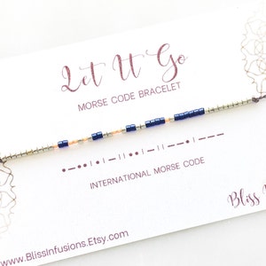 LET IT GO Morse Code Bracelet | Morse Code Jewelry | Dainty Stacking Bracelet | Secret Message | Word Bracelet | Inspiration Bracelet