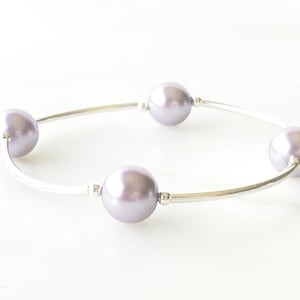 LAVENDER CRYSTAL PEARL Gratitude Bracelet with Sterling Silver, Faith Bracelet, Count Your Blessings, Handmade Inspirational Gift