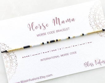 HORSE MAMA Morse Code Bracelet | Morse Code Jewelry | Dainty Stacking Bracelet | Secret Message | Mama Bracelet