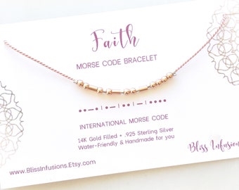 FAITH or CUSTOM Morse Code Bracelet/ Personalized Morse Code Jewelry/ Word Bracelet/ Secret Message/ Friendship Bracelet