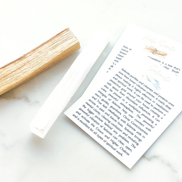 Selenite & Palo Santo Cleanse + Recharge Kit / Self Care Kit / Energy Cleansing Kit / Cleansing Crystals / Smudging Gift Set