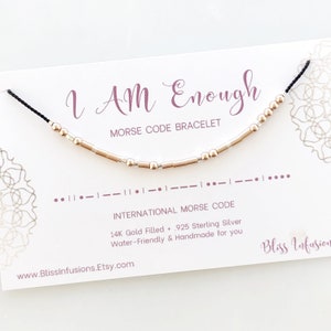 I AM ENOUGH or CUSTOM Morse Code Bracelet/ Personalized Morse Code Jewelry/ Word Bracelet/ Secret Message/ Friendship Gift