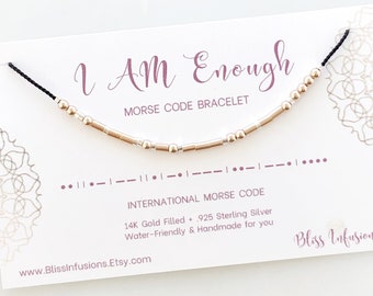 I AM ENOUGH or CUSTOM Morse Code Bracelet/ Personalized Morse Code Jewelry/ Word Bracelet/ Secret Message/ Friendship Bracelet