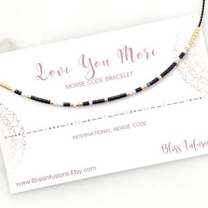 LOVE YOU MORE Morse Code Bracelet | Morse Code Jewelry | Dainty Stacking Bracelet | Secret Message | Friendship Bracelet