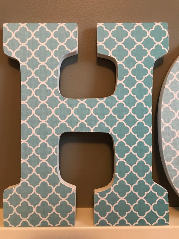 Wood Letters Home Decor Teal Orange Grey