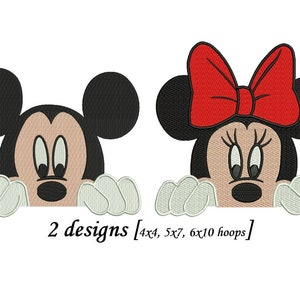 Minnie Mouse Embroidery Designs - 2 designs - 4,5,6,7 inch size each instant download Mickey mouse embroidery Minnie mouse embroidery