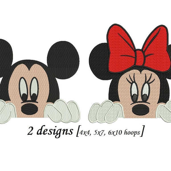 Minnie Mouse Embroidery Designs - 2 designs - 4,5,6,7 pouces taille chaque téléchargement instantané Broderie Mickey mouse Broderie Minnie mouse