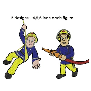 Fireman Sam Machine Embroidery Design - 2 designs - 4,5,6 inch size instant download