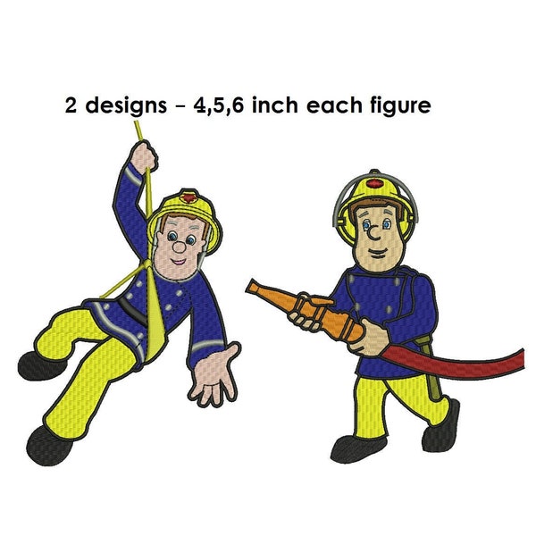 Fireman Sam Machine Embroidery Design - 2 designs - 4,5,6 inch size instant download