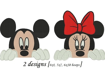 Minnie Mouse Embroidery Designs - 2 designs - 4,5,6,7 inch size each instant download Mickey mouse embroidery Minnie mouse embroidery