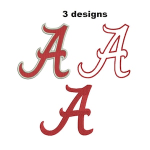 May include: Three designs of the letter "A" in red, against a white background. The top left "A" has a red fill with a white and red outline. The top right "A" is an outline. The bottom "A" is filled in red.