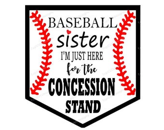 Archivo SVG de la hermana de béisbol - Chica de béisbol svg. Justo aquí para el puesto de concesión - DXF PNG incluido - diseño para cricut o silueta