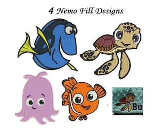 Nemo Embroidery Design - 4 designs instant download finding Nemo embroidery