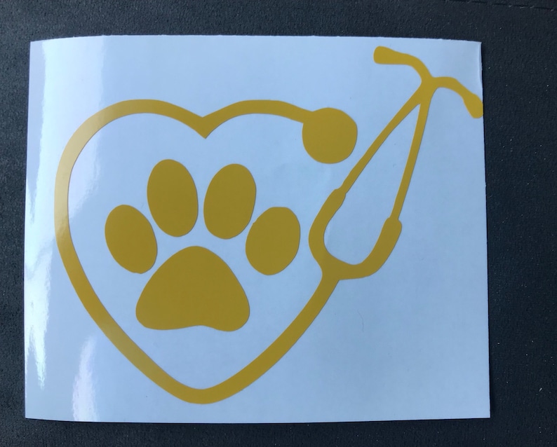 Veterinary Stethoscope Heart Dog Paw Print Tech Doctor Vinyl Car Decal Window Car Sticker image 2