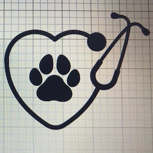 Veterinary Stethoscope Heart Dog Paw Print Tech Doctor Vinyl Car Decal Window Car Sticker image 4