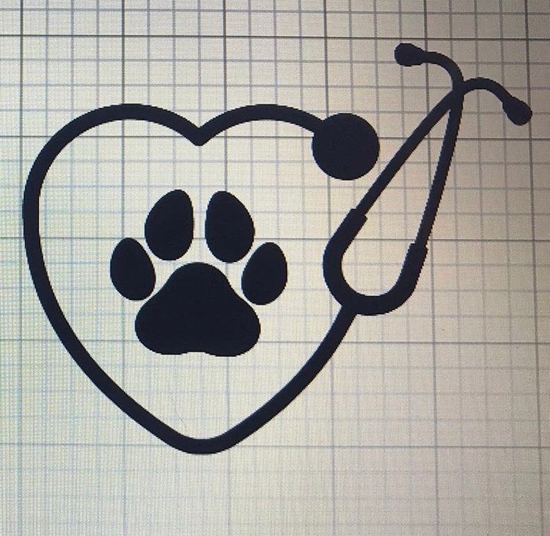 Veterinary Stethoscope Heart Dog Paw Print Tech Doctor Vinyl Car Decal Window Car Sticker image 4