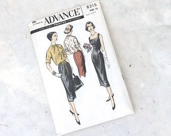 ADVANCE Vintage 50s Sewing Uncut Pattern | Size 12, Bust 32, Hip 34 | 1950s Sheath Dress and Drawstring Blouse  | Swing, Rockabilly, DIY