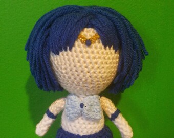 Sailor Moon Inspired Crochet Amigurumi- Sailor Mercury (Ami Mizuno) Plushie - Ready To Ship