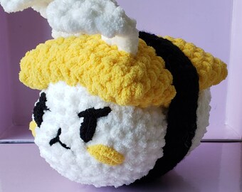 Crochet Sushi Bunny Plushie - Tamago Nigiri