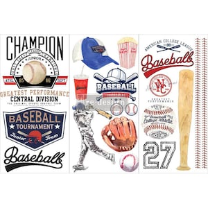 Baseball, Re-Design Transfer, sports decal, rub on decal, furniture decal, boys transfer, Rub on Transfer, Furniture Transfer