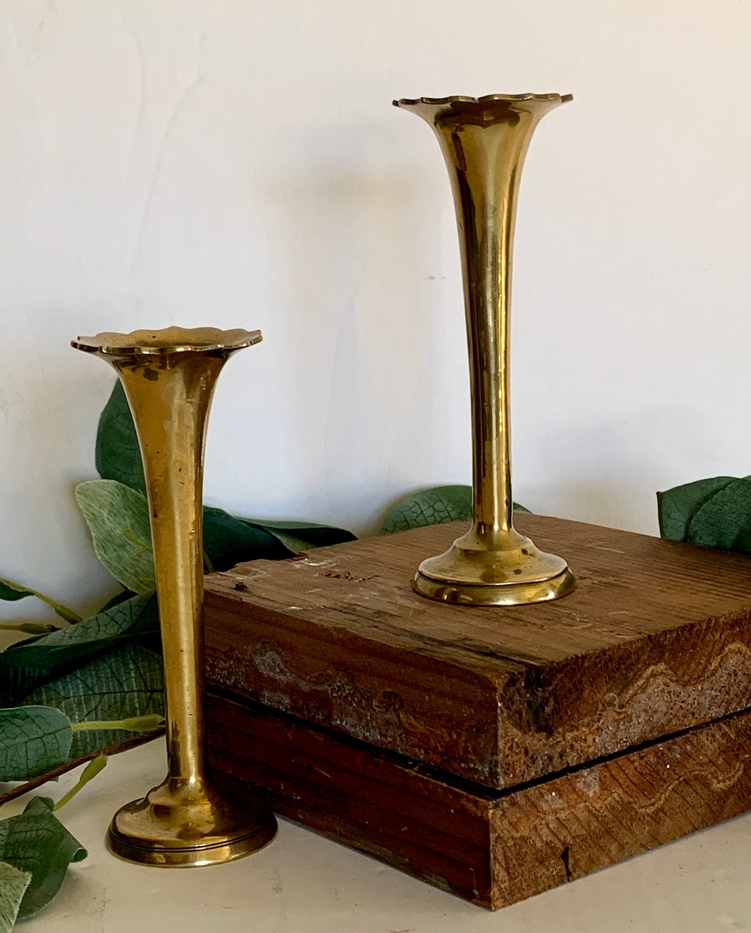 Vintage Brass Bud Vases Pair of Brass Vases Made in India Etsy