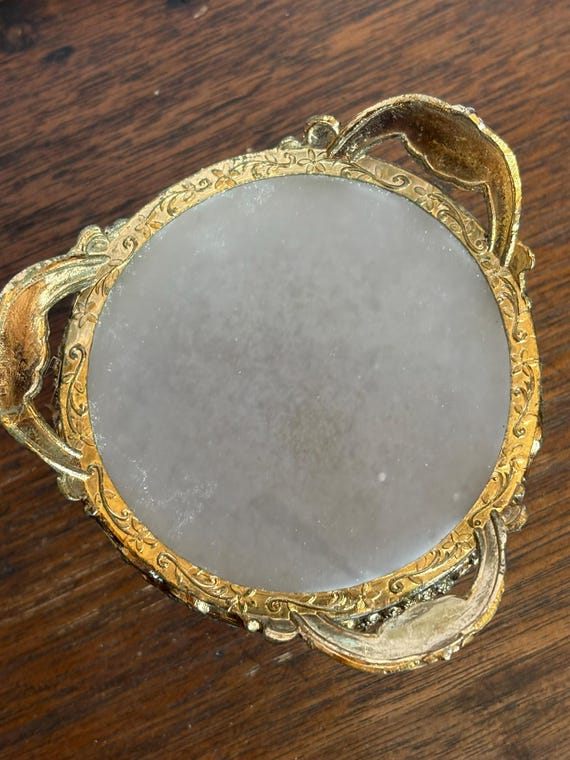 Vintage French Ormulo Footed Trinket Box, Ornate Filagree Footed Jewelry Box, Intricate Brass Tone Trinket, Gold Tone Trinket View 5
