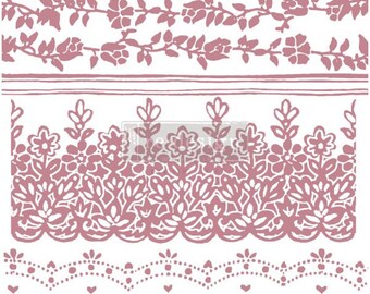 Floral Borders, Decor Stamp, Scrapbook Stamp, Stamp set, Ink Stamp, Stamp for Crafts, Stamp for Furniture, Rubber Stamp, Card Making