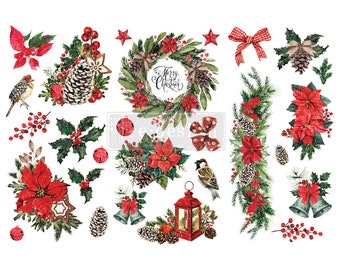 Classic Christmas Re-Design Transfer - furniture transfer, rub on decal, Christmas Transfer, Christmas Decor, Holiday Transfer