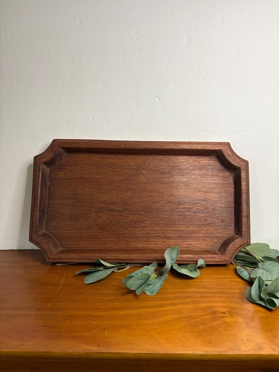 Vintage Hand Carved Hard Wood Serving Tray, Charcuterie Tray, Food Safe Finish, Food Tray, Decor Tray, Solid Wood Tray, Primitive Decor