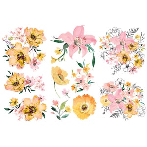 Furniture Transfer,  ReDesign with Prima, Watercolor Lush, Decor Transfer, Painted Transfer,  Rub on Transfer, Floral Transfer