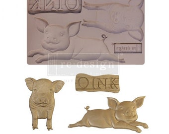 Farm Friends, Redesign Mould, Baking Mould, Candy Mold, Applique Mould, Silicone Mold, Mold for Resin, Trim Mould, Furniture Mold, Pig Mould