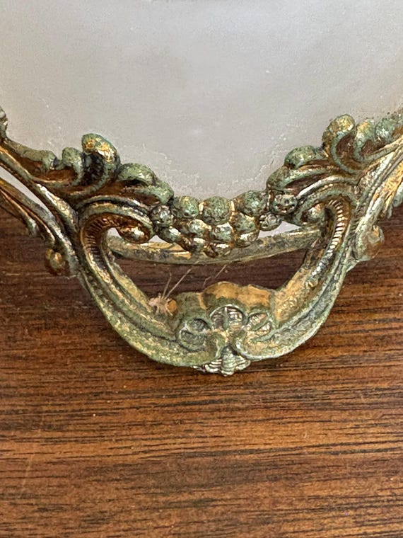 Vintage French Ormulo Footed Trinket Box, Ornate Filagree Footed Jewelry Box, Intricate Brass Tone Trinket, Gold Tone Trinket View 6