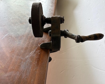 Antique Cast Iron Hand Crank Bench Grinder Sharpener