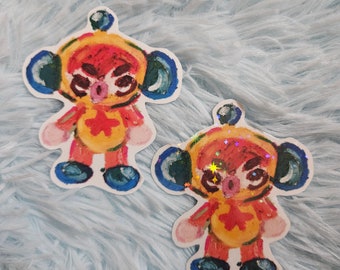 Space Boy oil pastel Vynil Sticker Glossy Holo