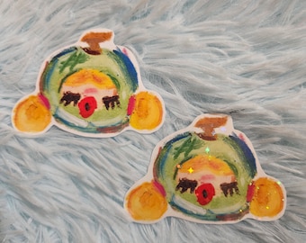 Melon Girl oil pastel Vynil Sticker Glossy Holo