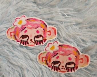 Pink Monkey oil pastel Vynil Sticker Glossy Holo