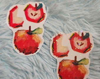Apple oil pastel Vynil Sticker Glossy Holo