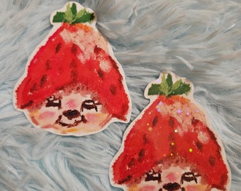 Strawberry Monchochi oil pastel Vynil Sticker Glossy Holo