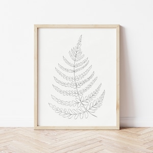 Fern Botanical Wall Art, Fern Printable, Fern Leaf Print, Black and White Botanical Prints, Fern Print Large, Line Drawing Black and White