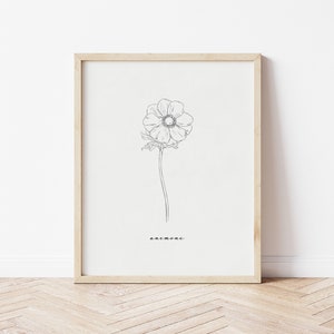Anemone Wandkunst, Anemone weiß, Anemone Blume, Blumen Druck Download